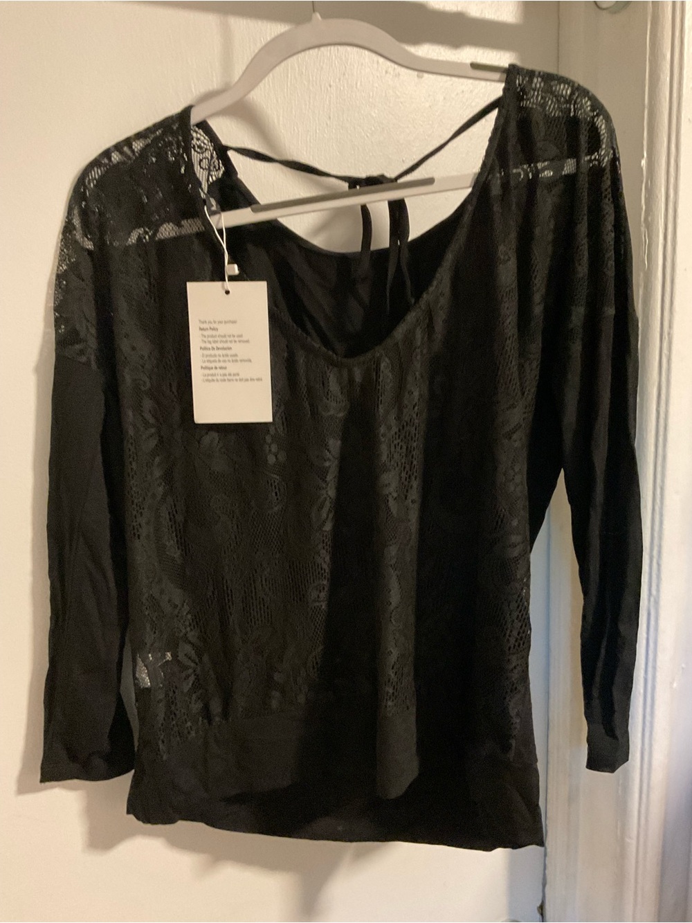 Black Milan Kiss Lace Mesh Top